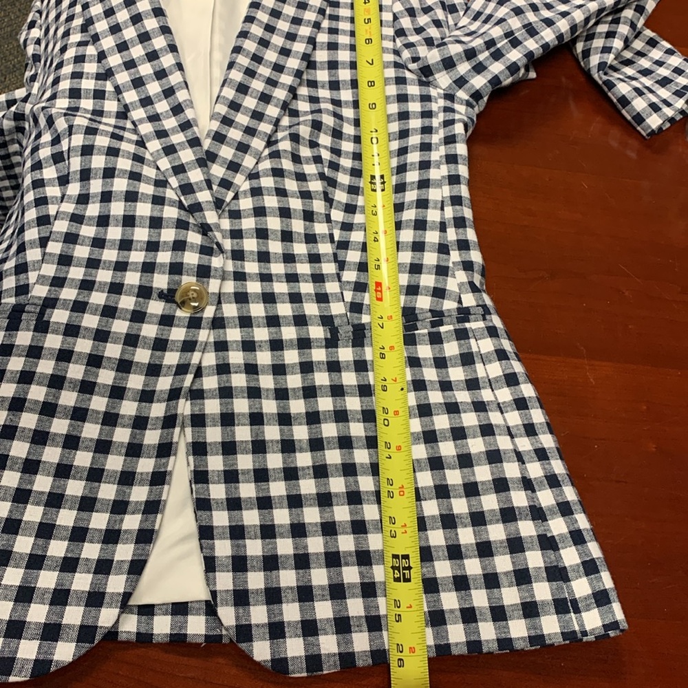 J Crew Re-Imagined Linen Blend One Button Buffalo Check Blazer - Picture 14 of 15